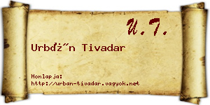 Urbán Tivadar névjegykártya