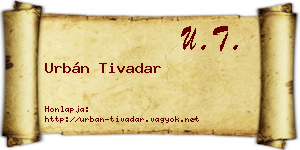 Urbán Tivadar névjegykártya